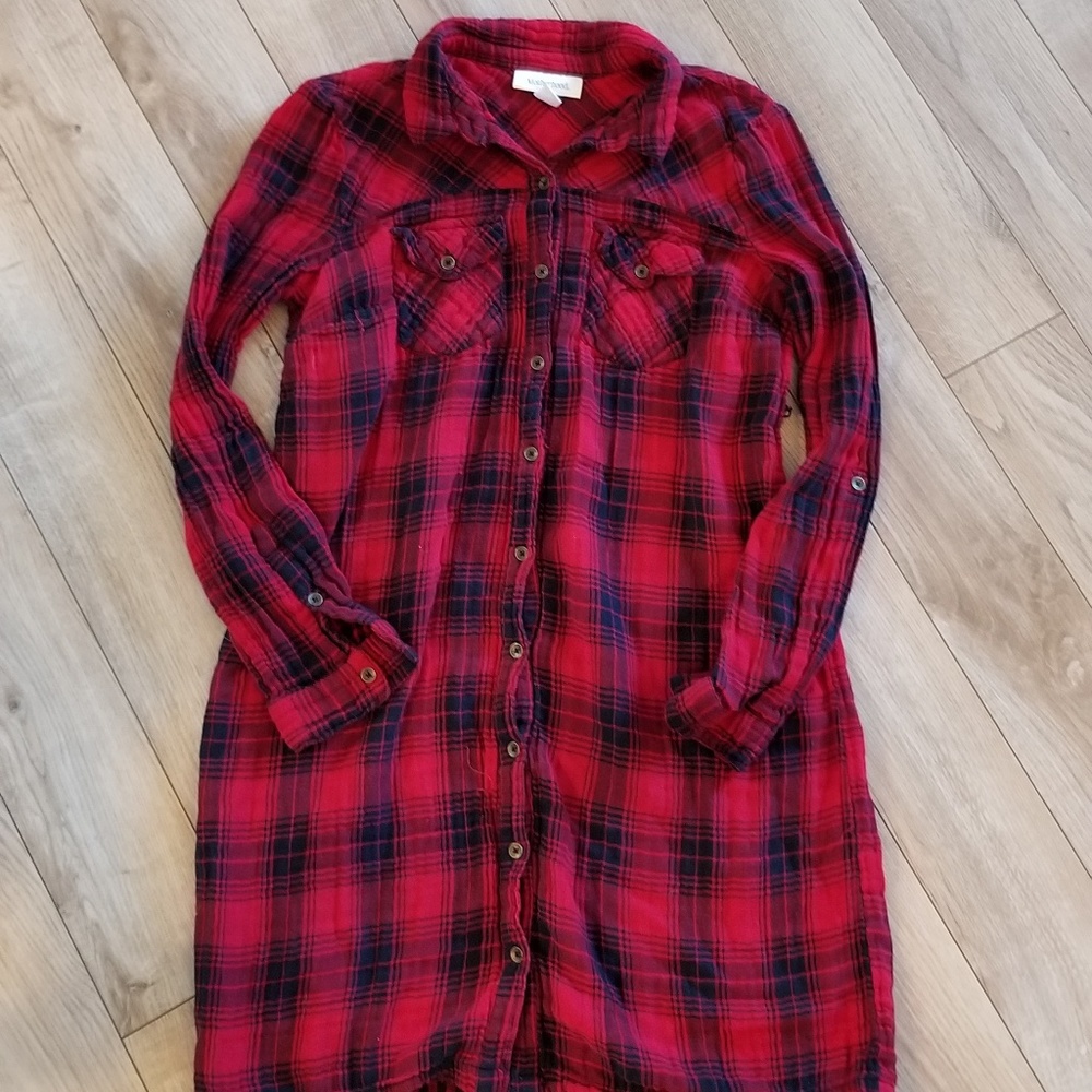 Motherhood maternity plaid long top